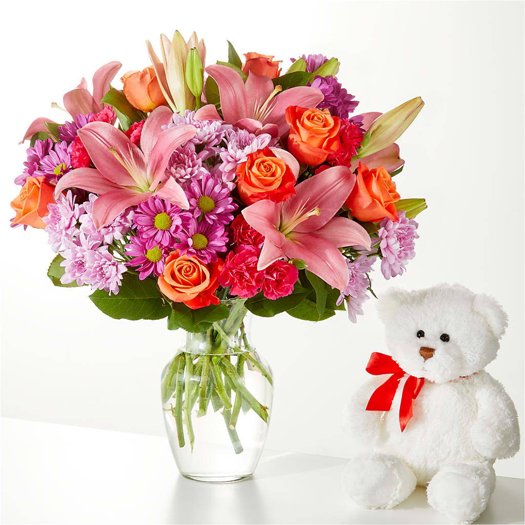 One and Only Bouquet and Bear Bundle – Flowers By Jerry, Rochester MN