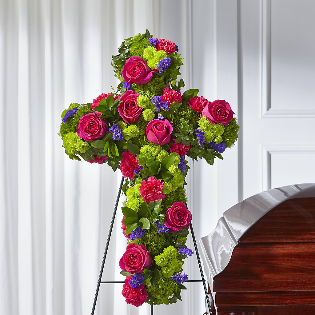 Tribute Rose Floral Cross – Flowers By Jerry, Rochester MN