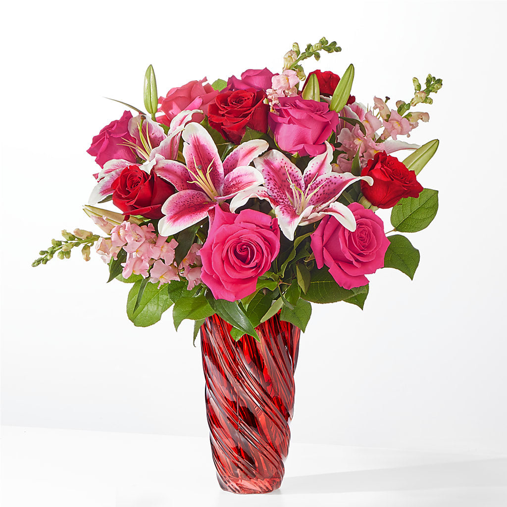Always You Bouquet with Luxe Swirl Vase – Flowers By Jerry, Rochester MN