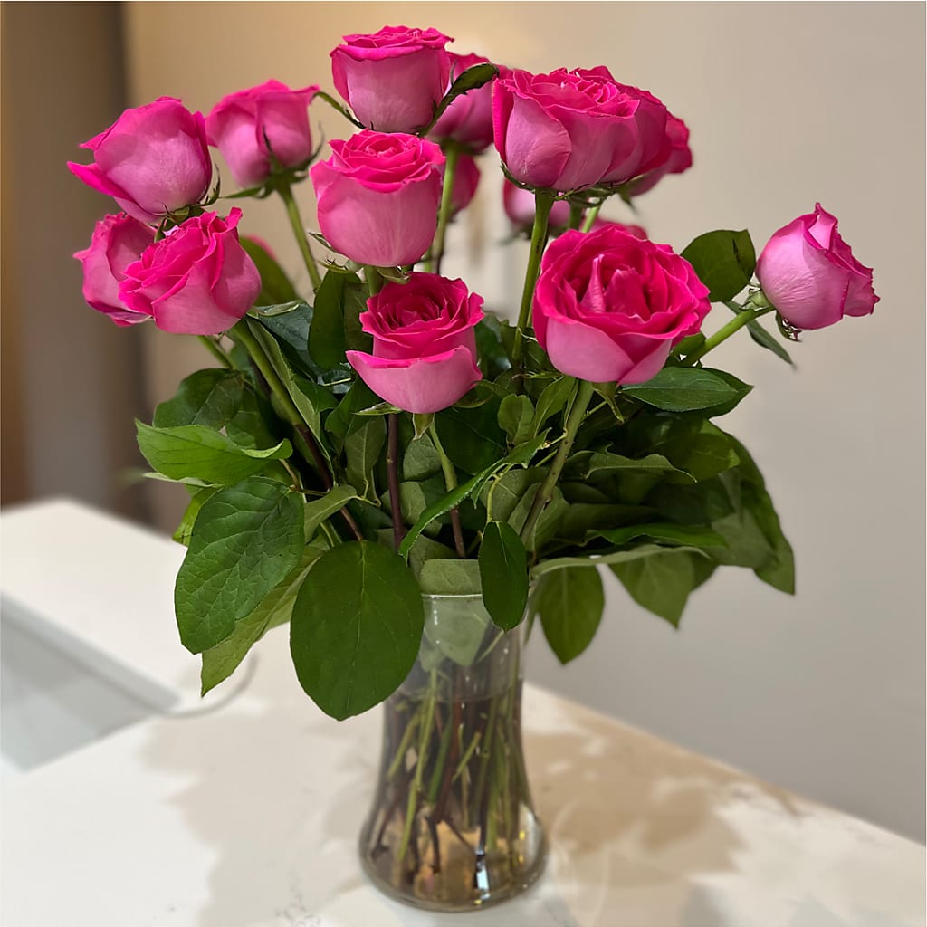 Long Stem Pink Rose Bouquet –  Flowers By Jerry, Rochester MN