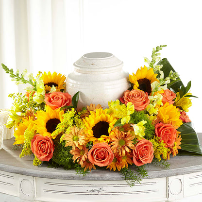 Faithful Sunflower Cremation Adornment –  Flowers By Jerry, Rochester MN