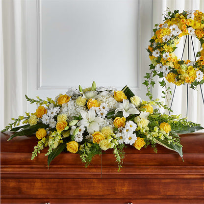 Golden Harmony Casket Spray –  Flowers By Jerry, Rochester MN